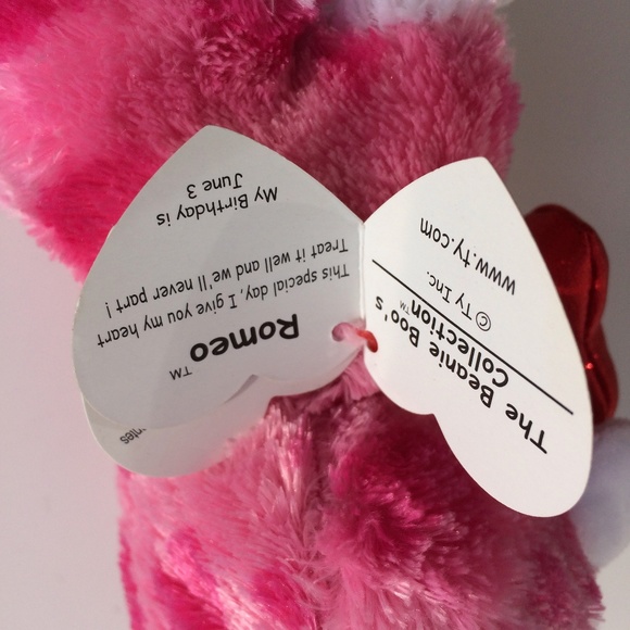 TY Beanie Boo ROMEO pink dog glitter eyes - Picture 8 of 9